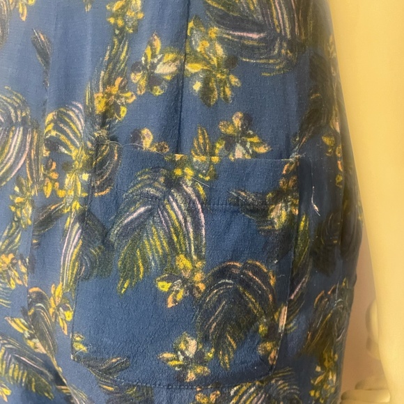 Free People JUMPSUIT Blue w/ Tropical Floral Pattern SIZE 0 "Hot Tropics" Style - Picture 10 of 11
